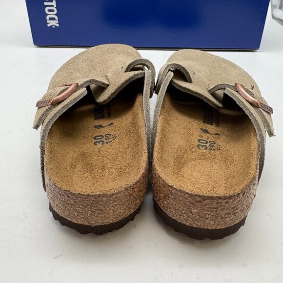 Birkenstock Boston Narrow | Wide Suede Leather Women Men Taupe Shoes - Picture 5 of 7